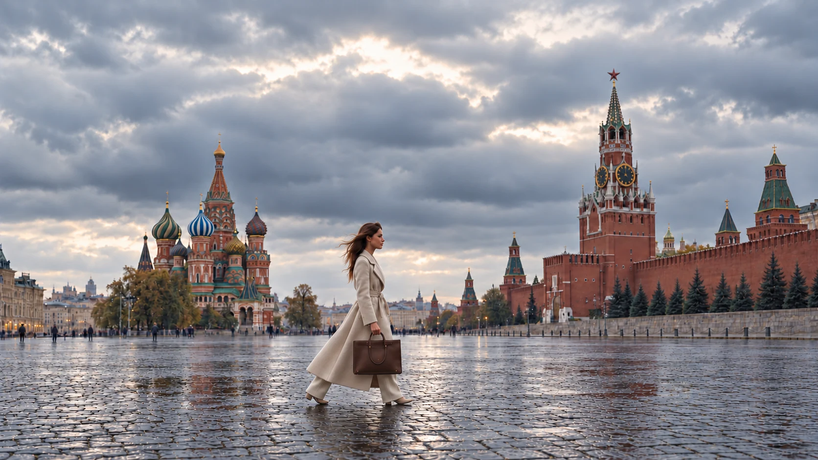 Девушка с сумкой DanZla на Красной площади